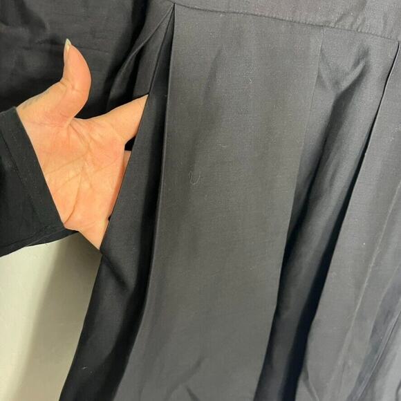 Co Dress Womens M Black Midi Long Sleeve Wool Cashmere Silk Pleated Pockets Zip - Picture 3 of 9